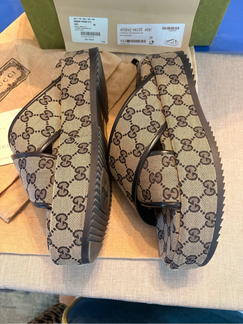 Gucci authentic blue/beige Granada sandal 39 - Picture 5 of 7